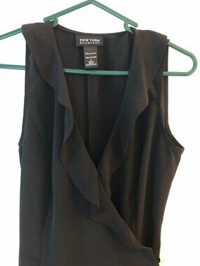 EUC New York Company Vintage Y2K Black Wrap Cocktail Dress Feminine Flattering 6